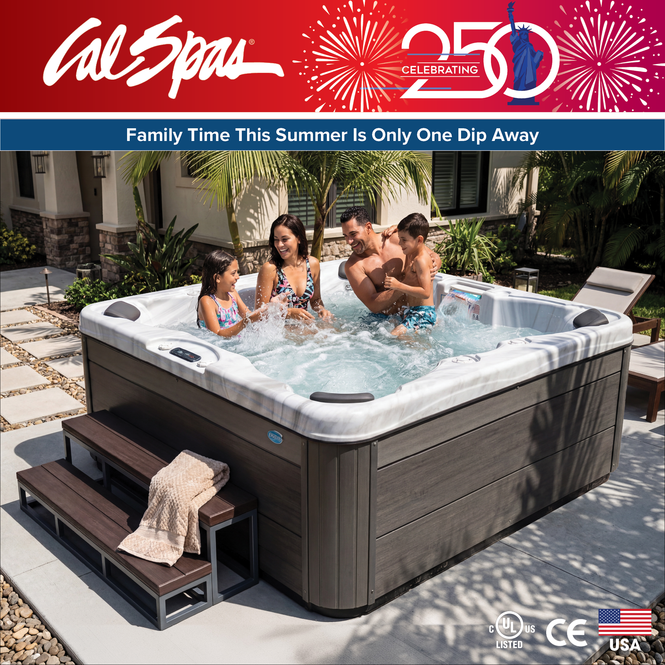 Calspas hot tub being used in a family setting - Saint Cloud